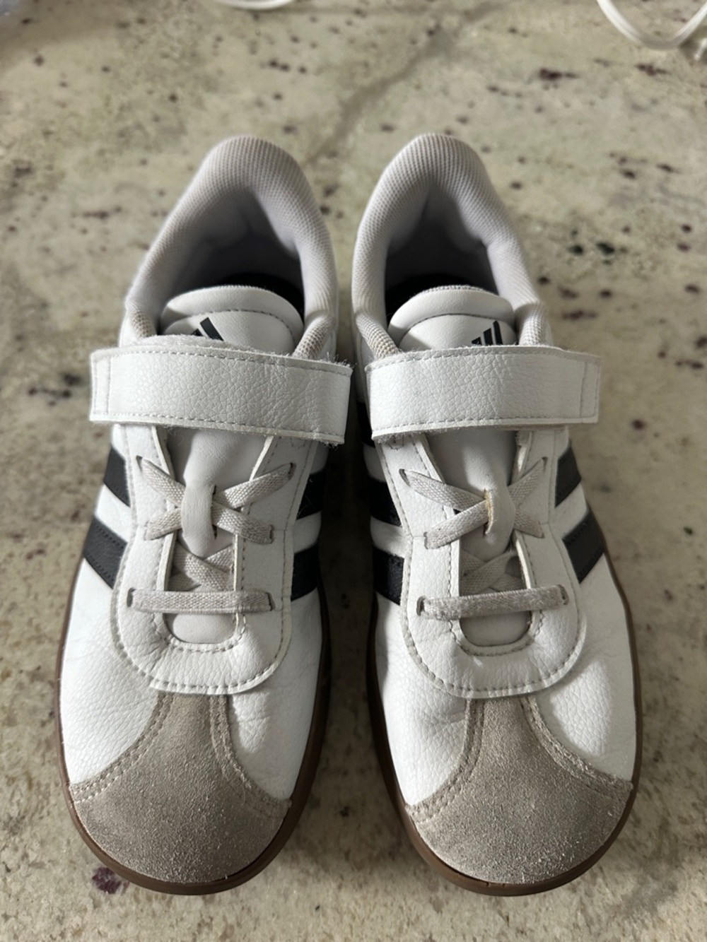 Addidas Kids White and Black Athletic Sneakers with Velcro Strap